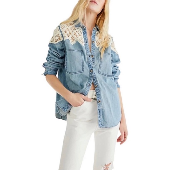Free People Denim Fields Button-Down Shirt - Picture 4 of 15